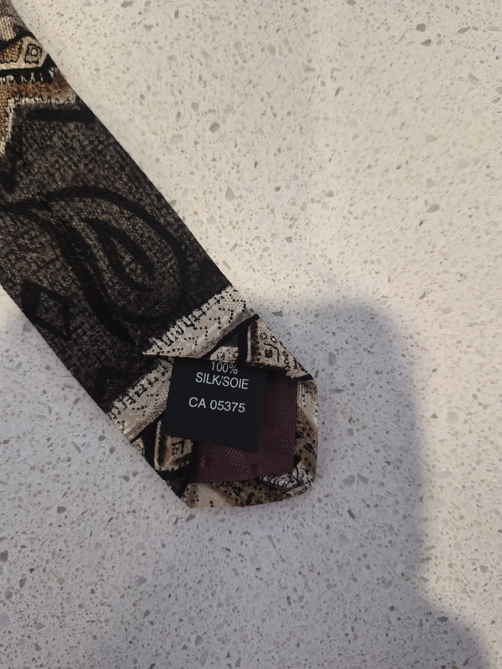Vintage Brown and Black Paisley-Stripe Tie - Picture 4 of 8